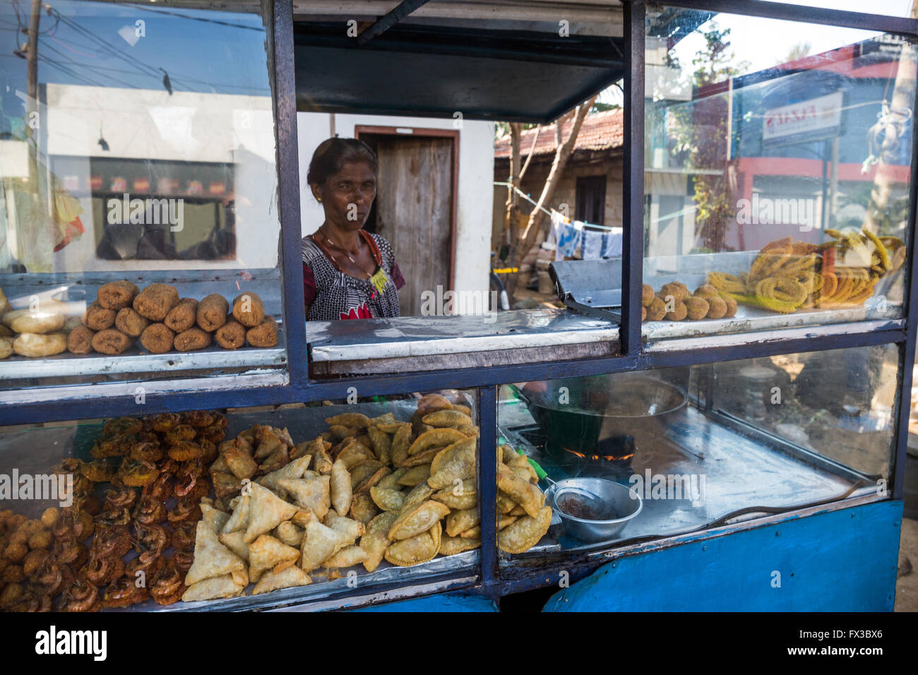 Sri lankan food stall on the street, Negombo, Sri Lanka, Asia Stock