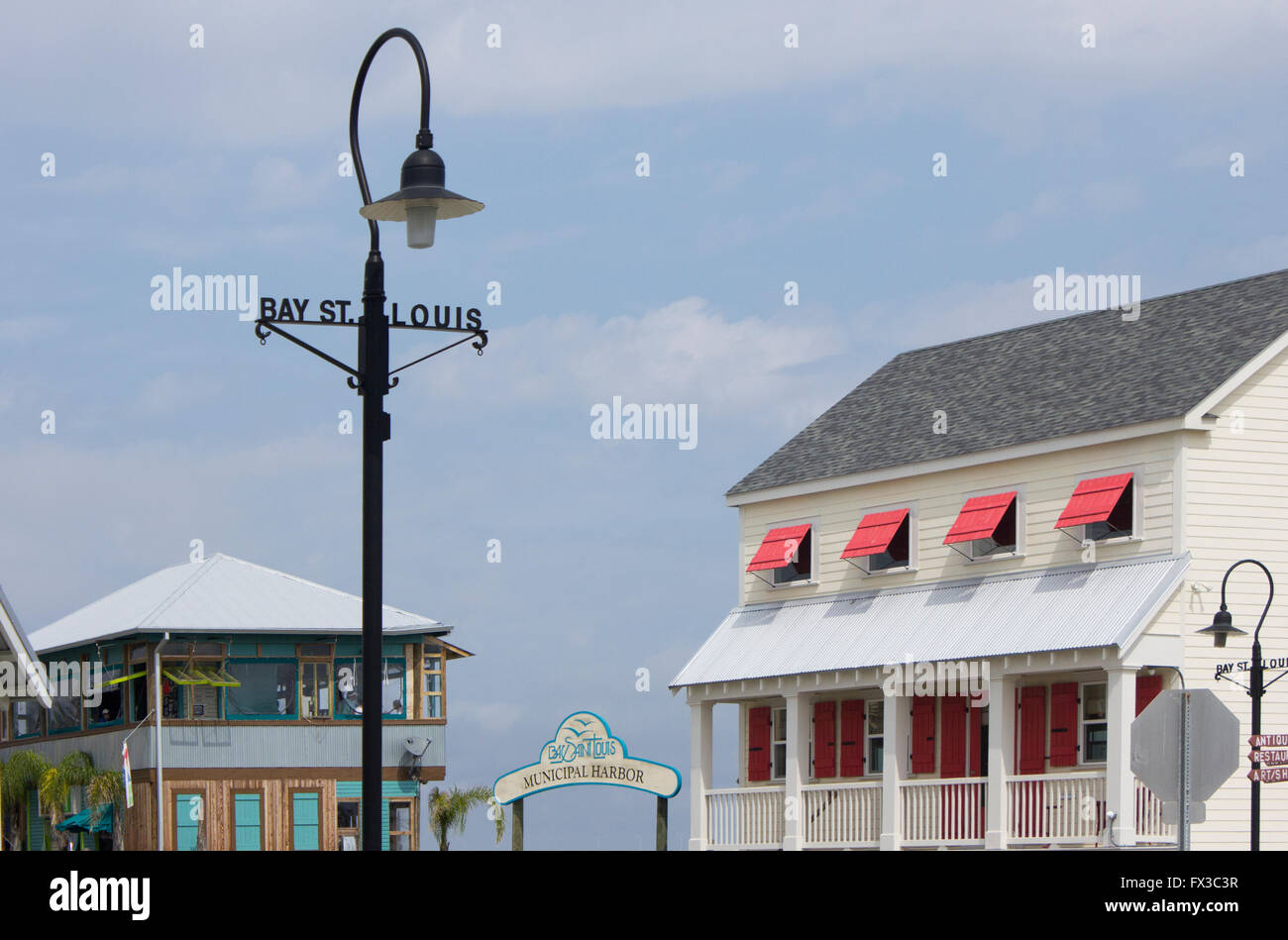 New bars & restaurants in Bay St. Lois, MS, a town previously destroyed by hurricane Katrina. Stock Photo