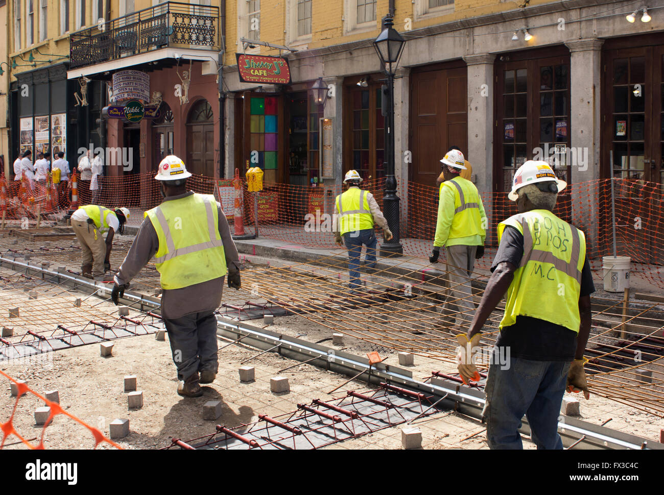 Construction workers replacing old infrastructure in the New Orleans