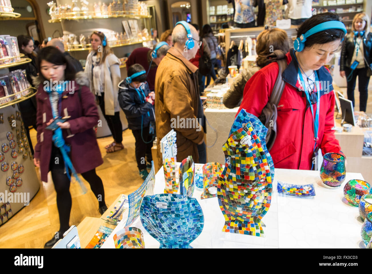 tourists,At, Gift shop,buying,souvenir, in Antoni Gaudi, Casa Batllo, house  along Passeig de Gracia street,boulevard Barcelona,Catalonia,Spain,Europe  Stock Photo - Alamy