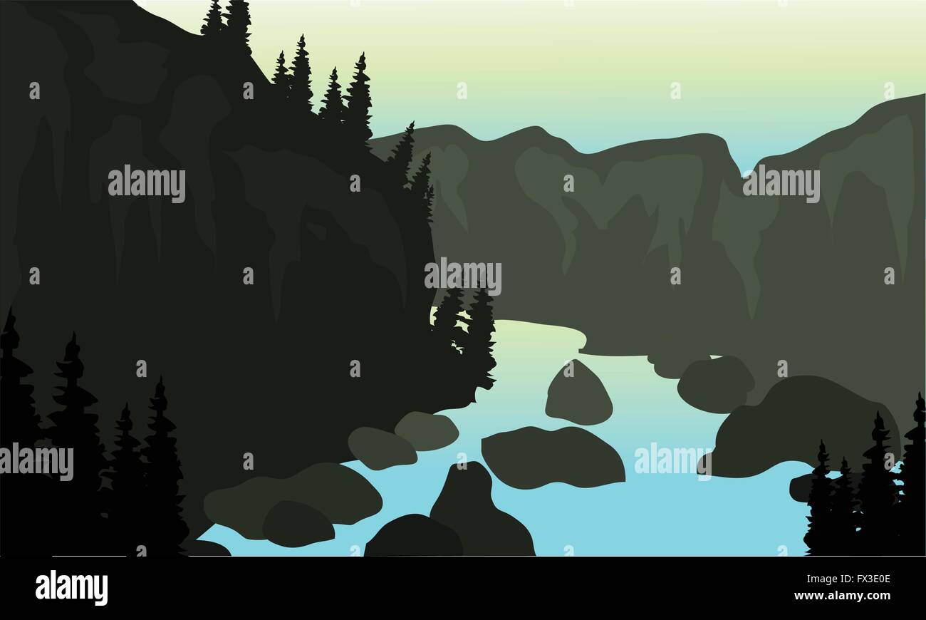 Rocks river water beautiful Stock Vector Images - Alamy