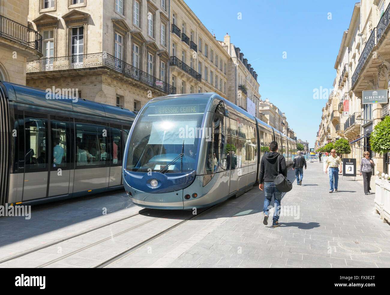Tram running on Line B, Bordeaux, Gironde, France Stock Photo
