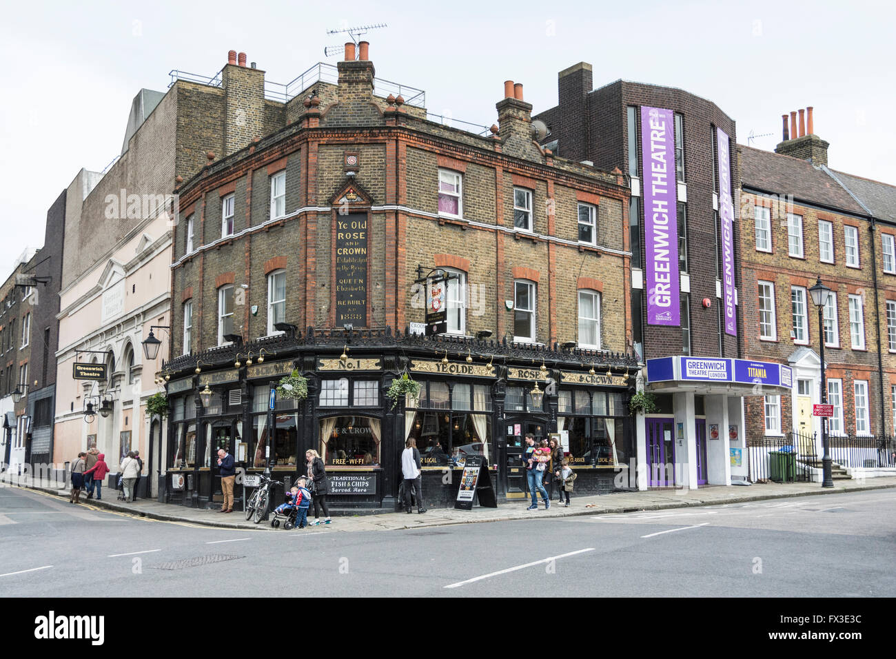 Ye Old Rose and Crown public house in Greenwich, London, UK Stock Photo