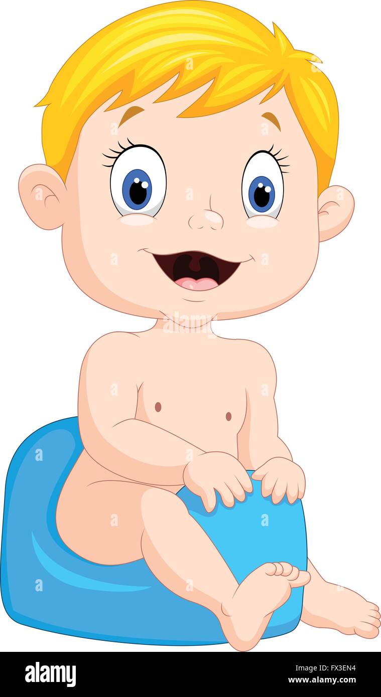 Cartoon boy sitting on the potty Stock Vector Image & Art - Alamy