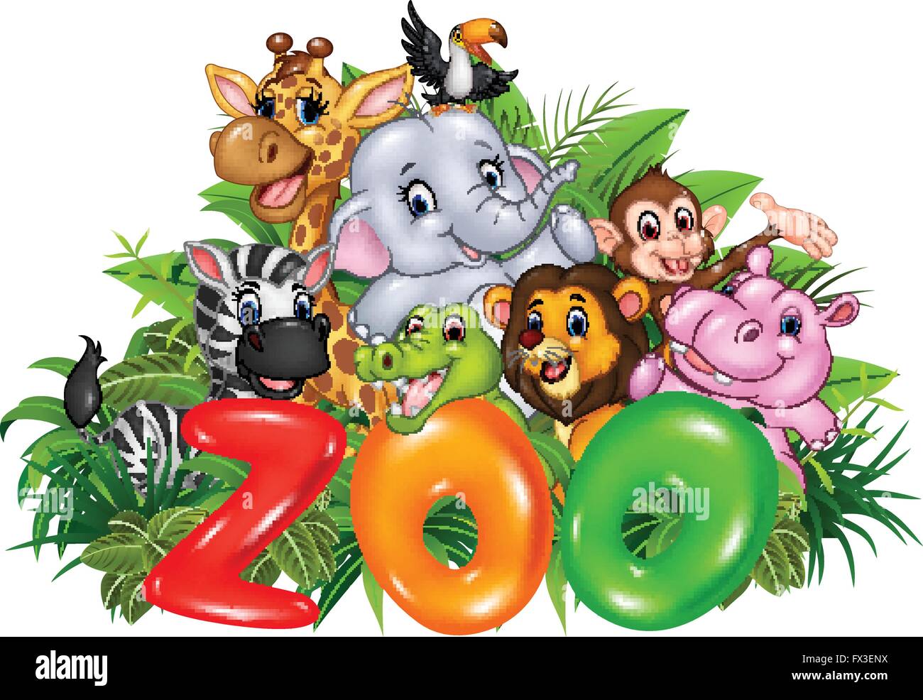 Word zoo with cartoon wild animal Stock Vector Image & Art - Alamy