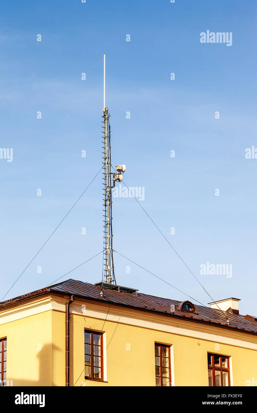 Metal pole with antenna for radio communications Stock Photo Alamy