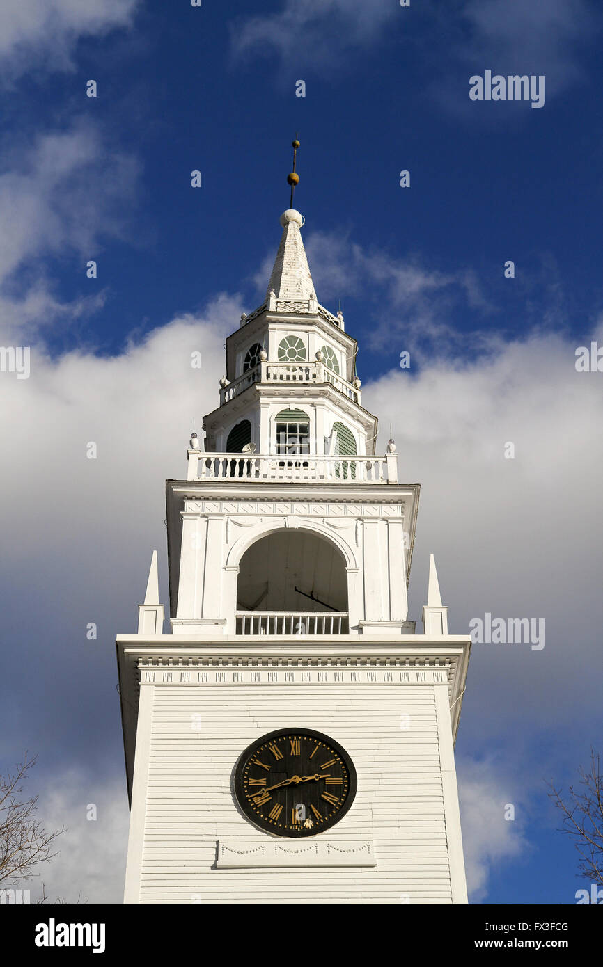 Clock tower of Fitzwillaim Town Hall, Fitzwilliam, New Hampshire Stock