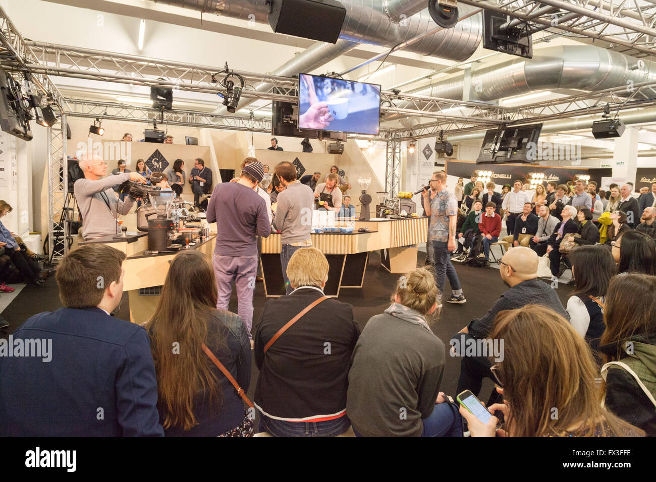 People at the London Coffee Festival, the Old Truman Brewery, Brick