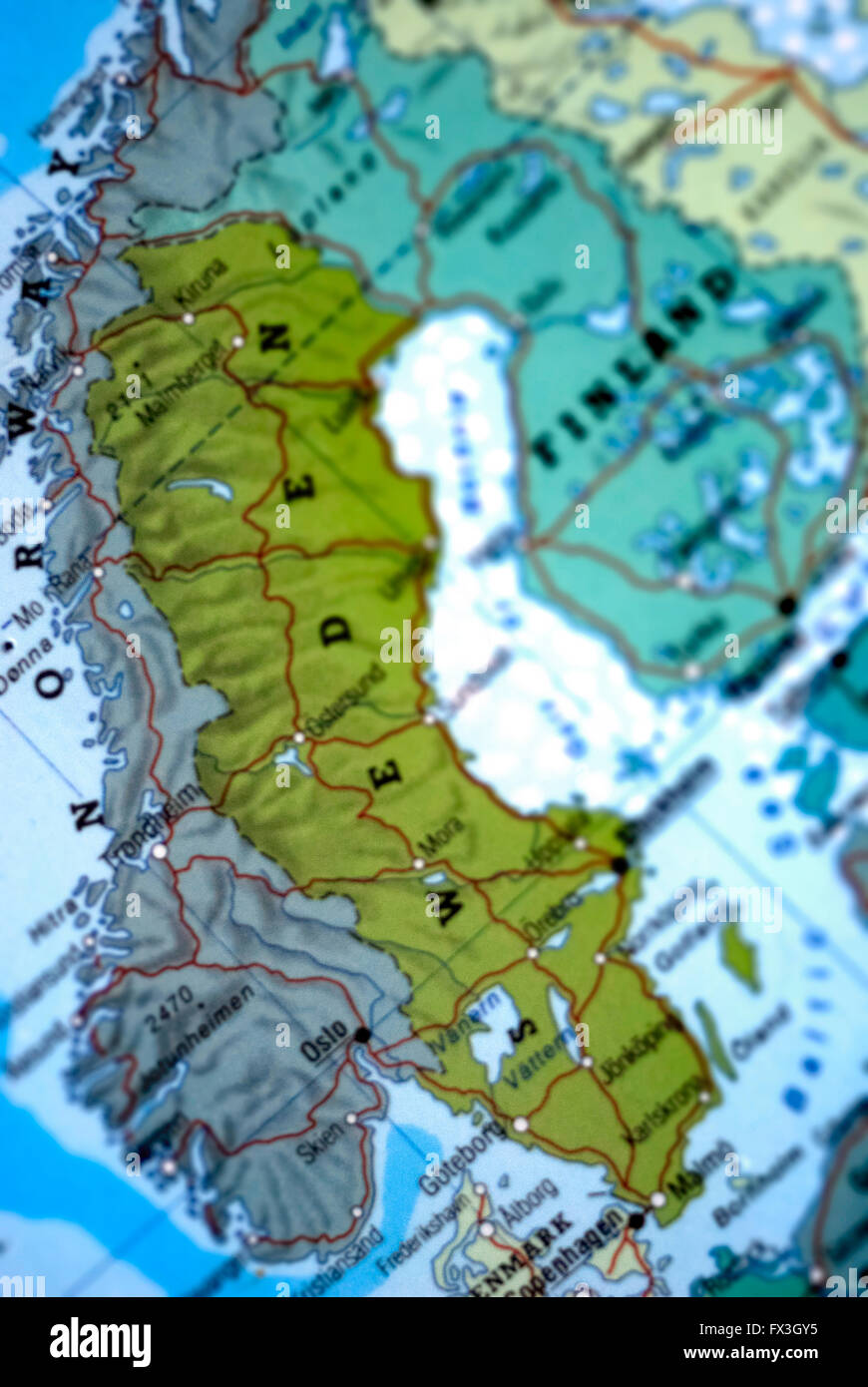 Map of Scandinavia Stock Photo