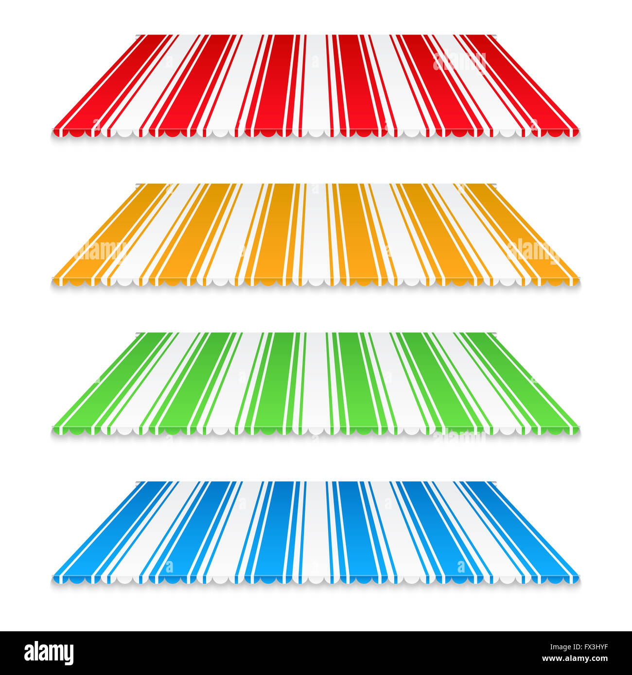 Set of colored awnings on white background Stock Photo