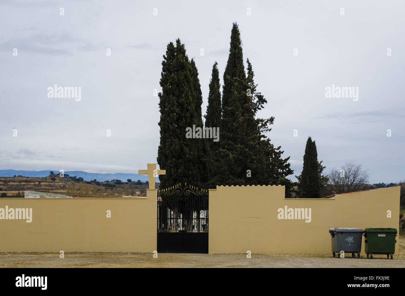 A front cemetery view in Sentiu de Sió, Lleida province, Catalonia, Spain Stock Photo