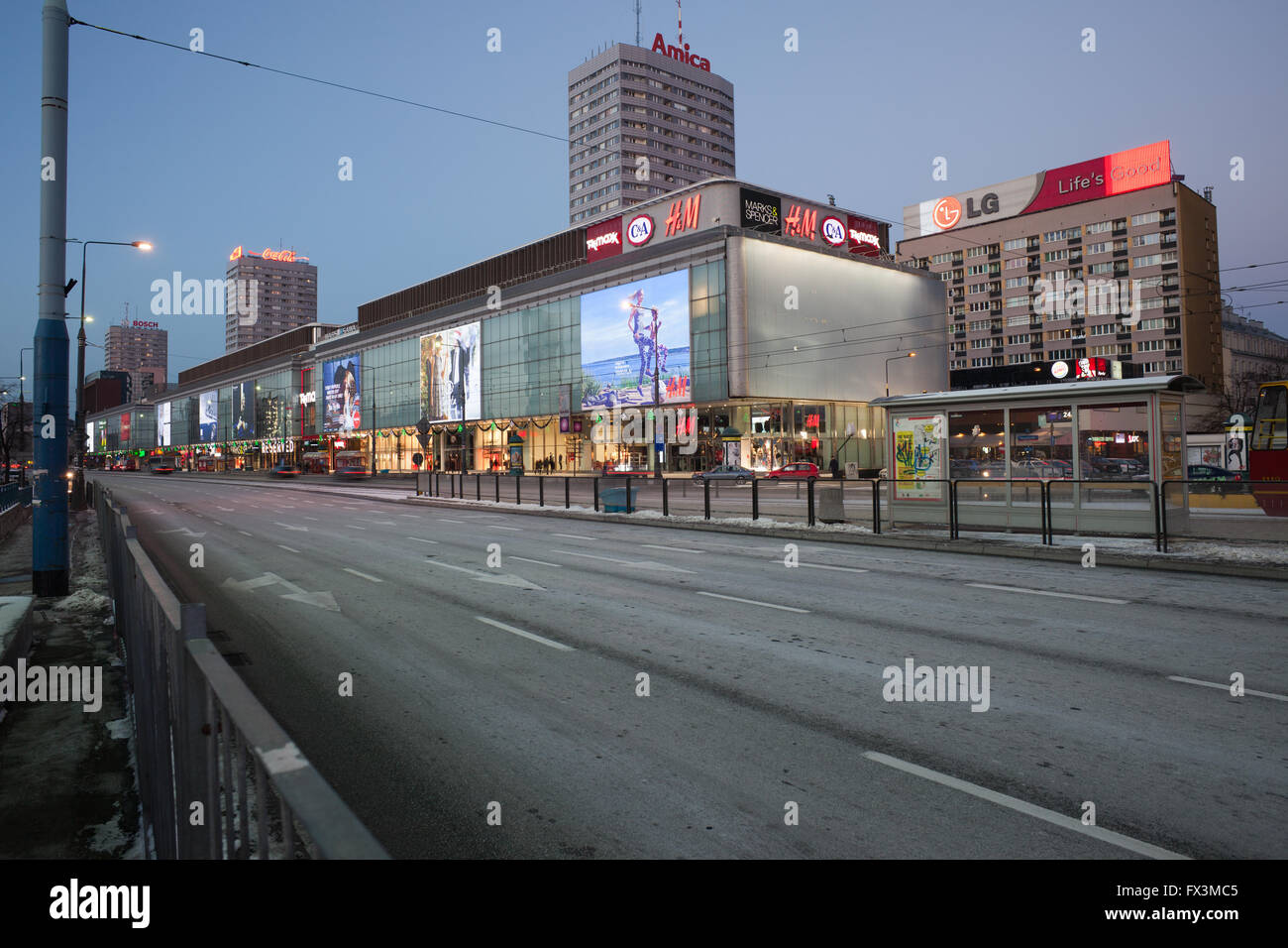 Poland, city of Warsaw, Marszalkowska Street with shopping mall Galeria Centrum, stores, shops, H&M, C&A, TK Maxx Stock Photo