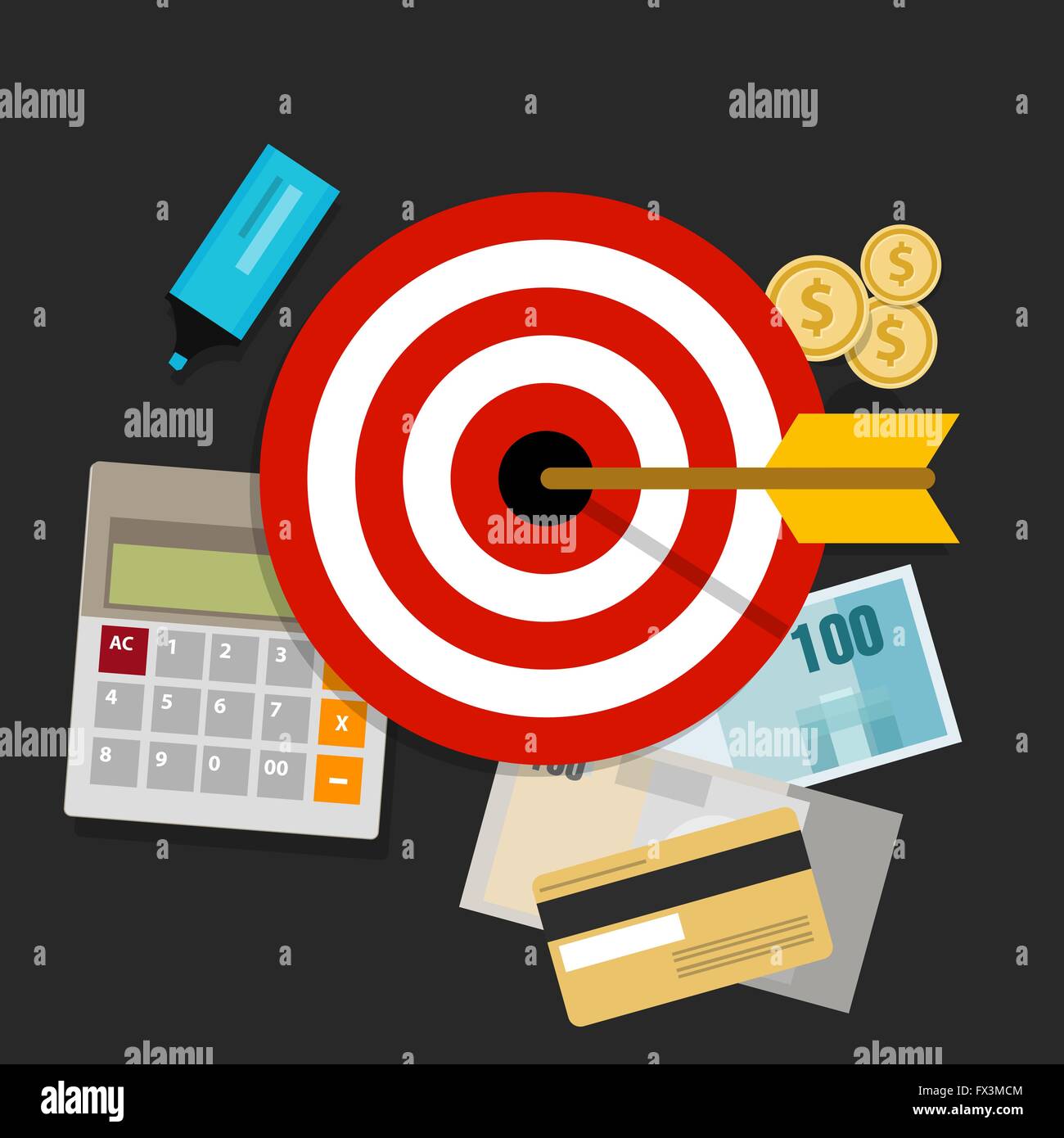 financial investment target money management Stock Vector