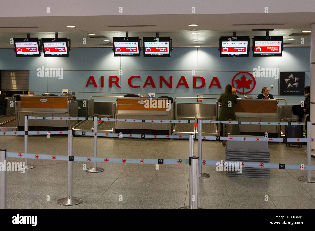 Air Canada checkin counter at Pierre Elliot Trudeau airport in