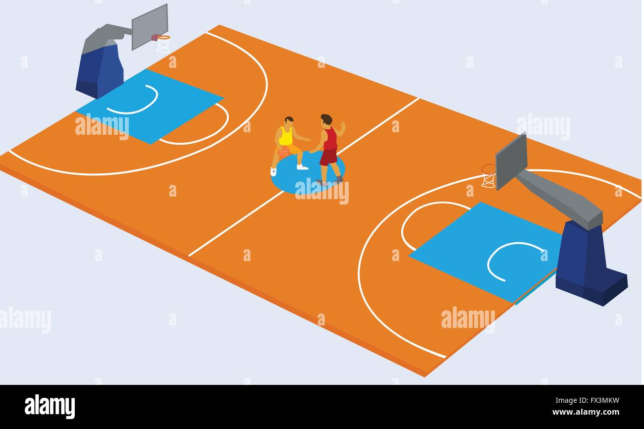 basketball court arena match game basket player Stock Vector Image