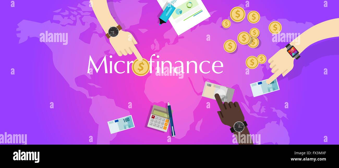 microfinance micro financial solution social financing model lending Stock Vector