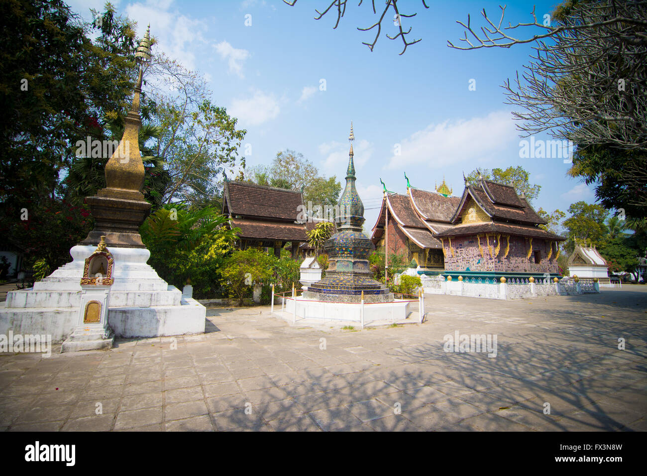 Wat Xieng thong in Luang Pra bang, Laos Stock Photo