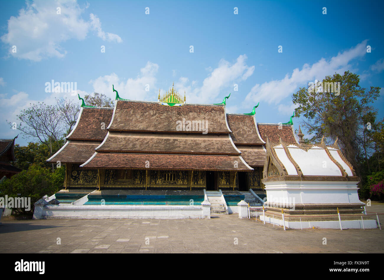 Wat Xieng thong in Luang Pra bang, Laos Stock Photo