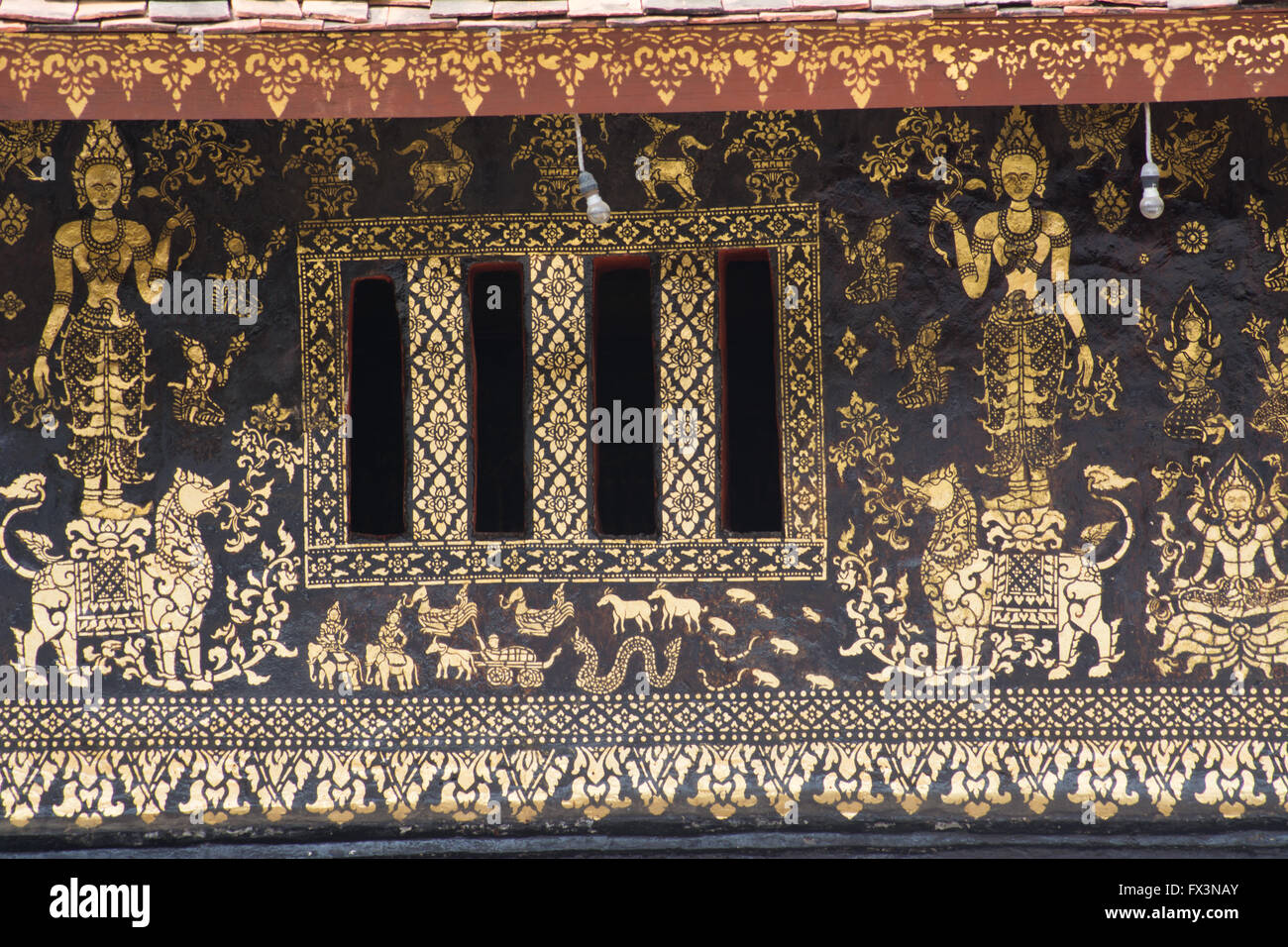 Murals of wat xieng thong,Laos Stock Photo