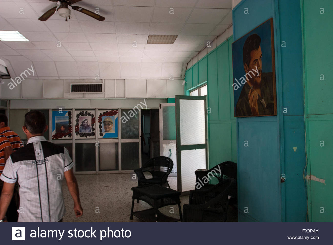 Men Inside Government Office Old Havana Cuba Back Wall L R