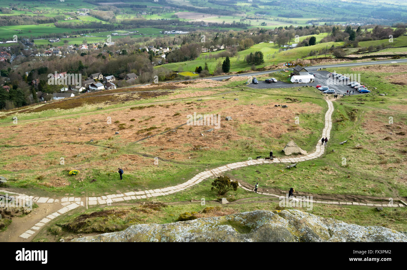 Overlooking the Cow and Calf Rock Cafe from the top of the rock climb