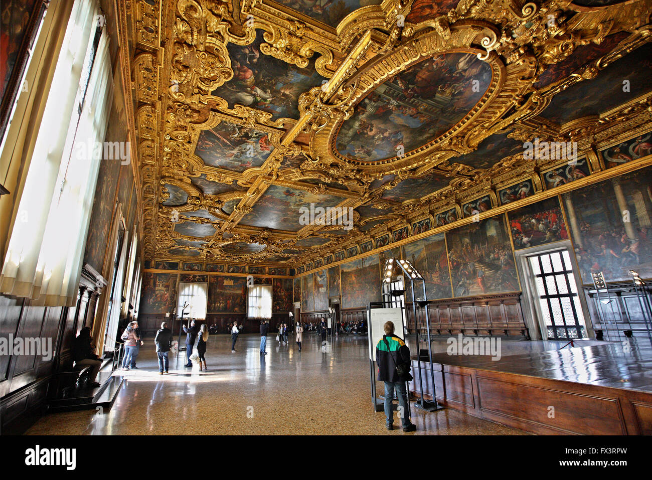 The Salla del Maggior Consiglio ('Chamber of the great Council') in Palazzo Ducale, Venice, Veneto, Italy. Stock Photo