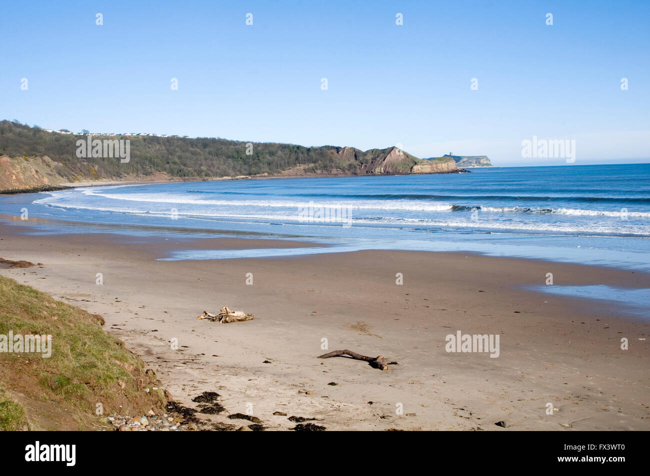 cayton bay Scarborough beach beaches yorkshire coast coastline east seafront Stock Photo