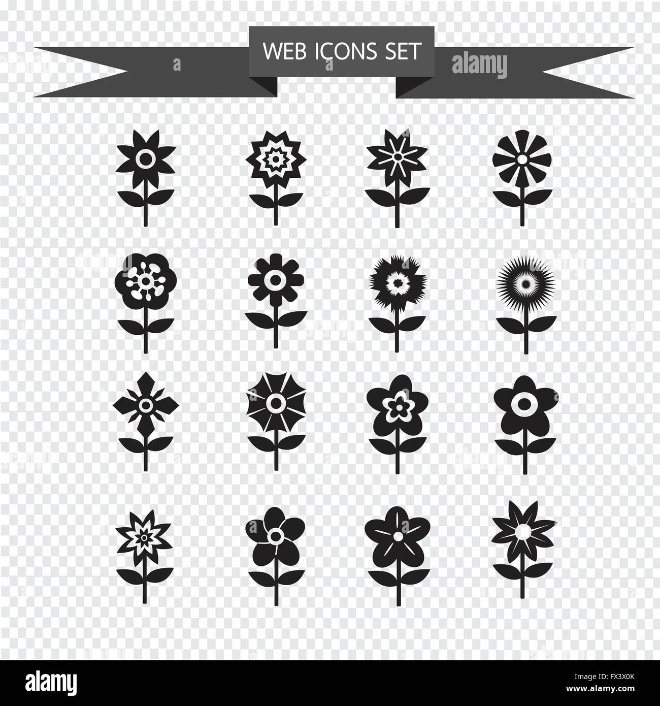 Flower Icon Set for website Stock Vector Image & Art - Alamy