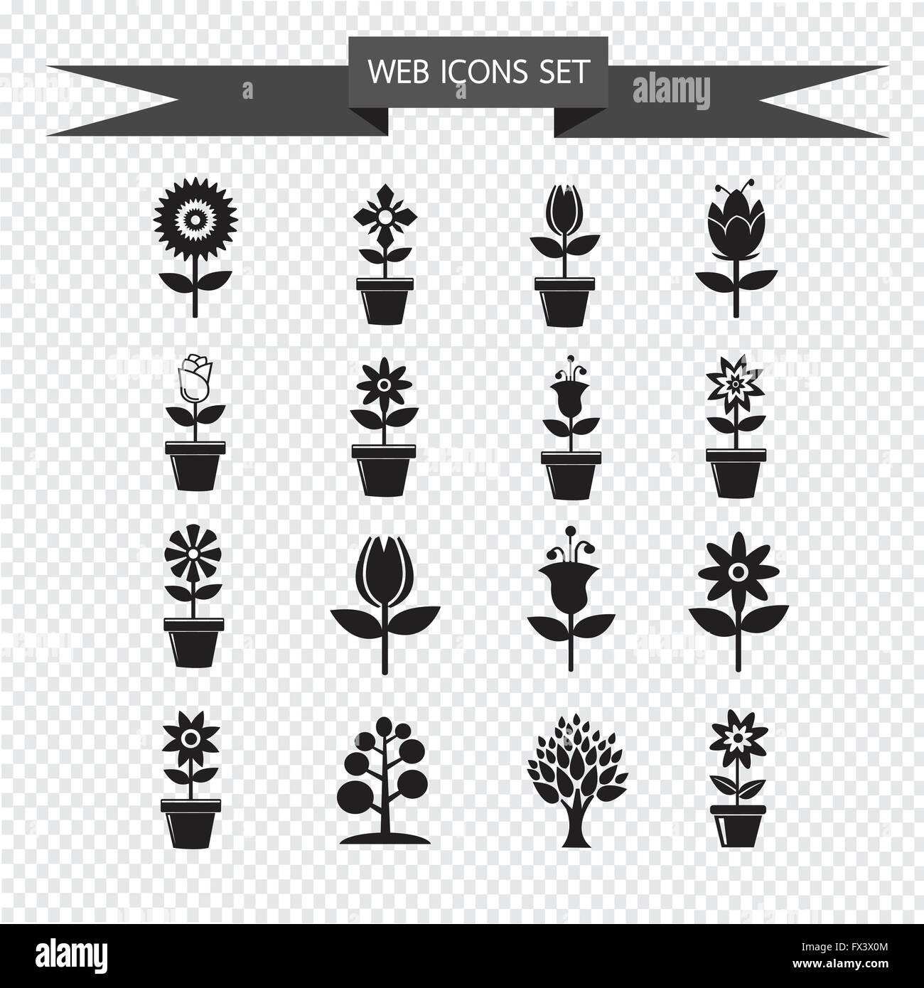 Flower Icon Set for website Stock Vector Image & Art - Alamy