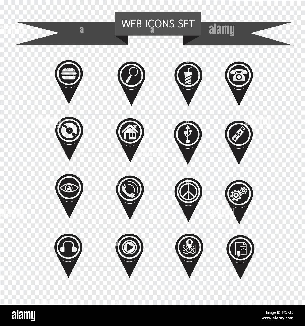 Set of Map Pointer icons for website and communication Stock Vector ...