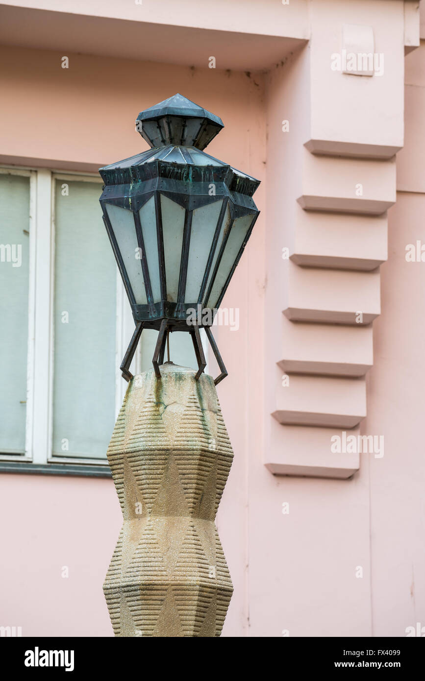 Cubist lamp post in Prague, designed by Emil Kralicek in 1912, Czech  republic, Europe Stock Photo - Alamy