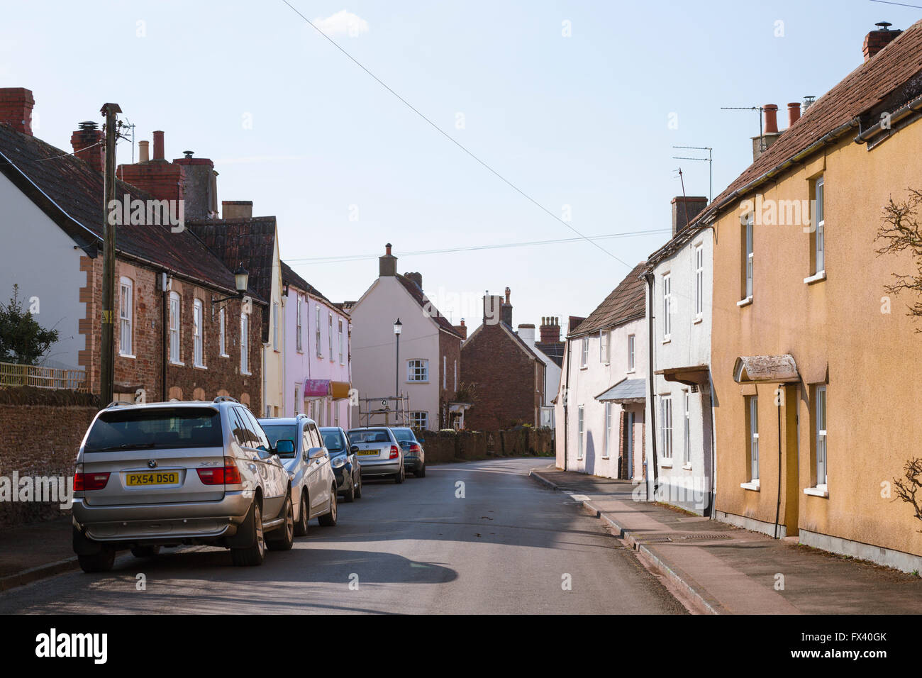 The South Gloucestershire village of Iron Acton: view of cottages along the High Street. Stock Photo
