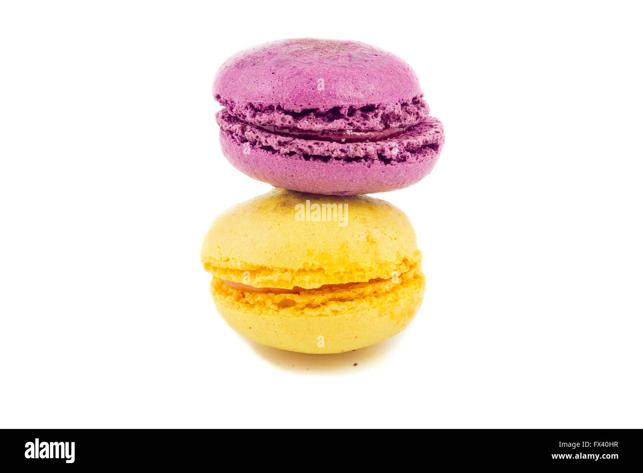 Delicious colorful fresh macaroons on white background Stock Photo