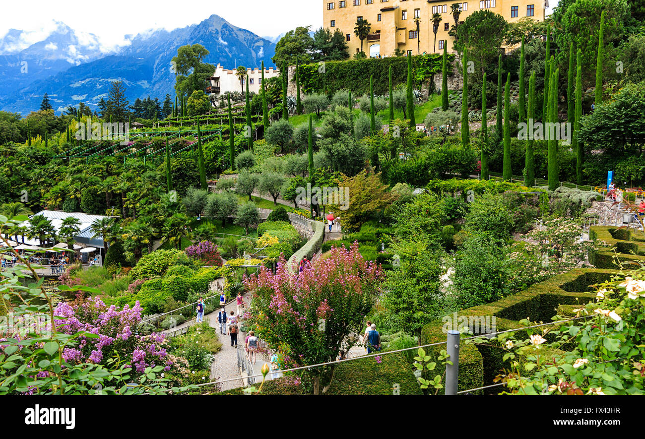 Gardens of the Trauttmannsdorf Castle in Merano, South Tyrol Stock Photo