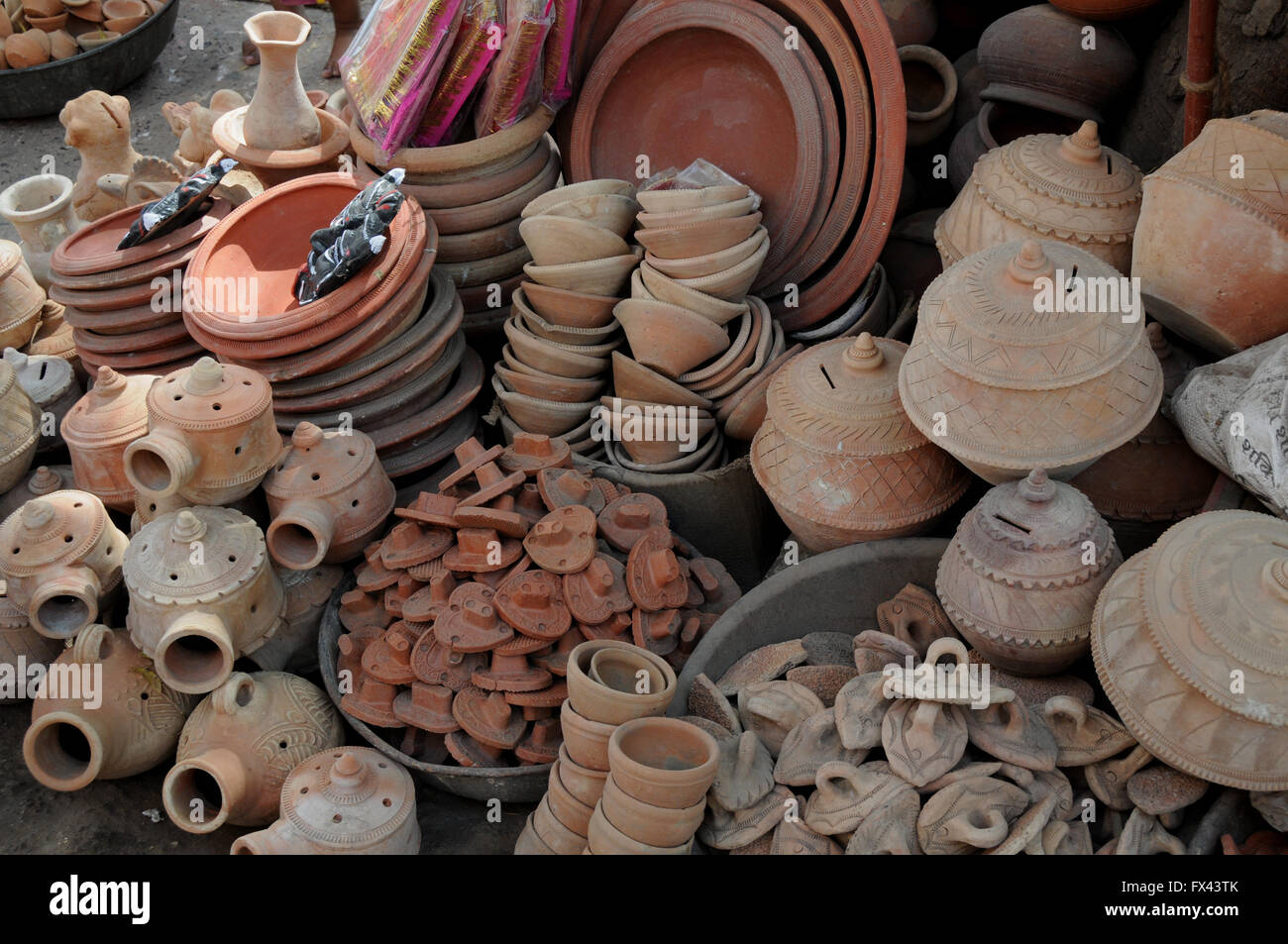 Pottery for sale in the northern Indian city of Jodhpur. The display