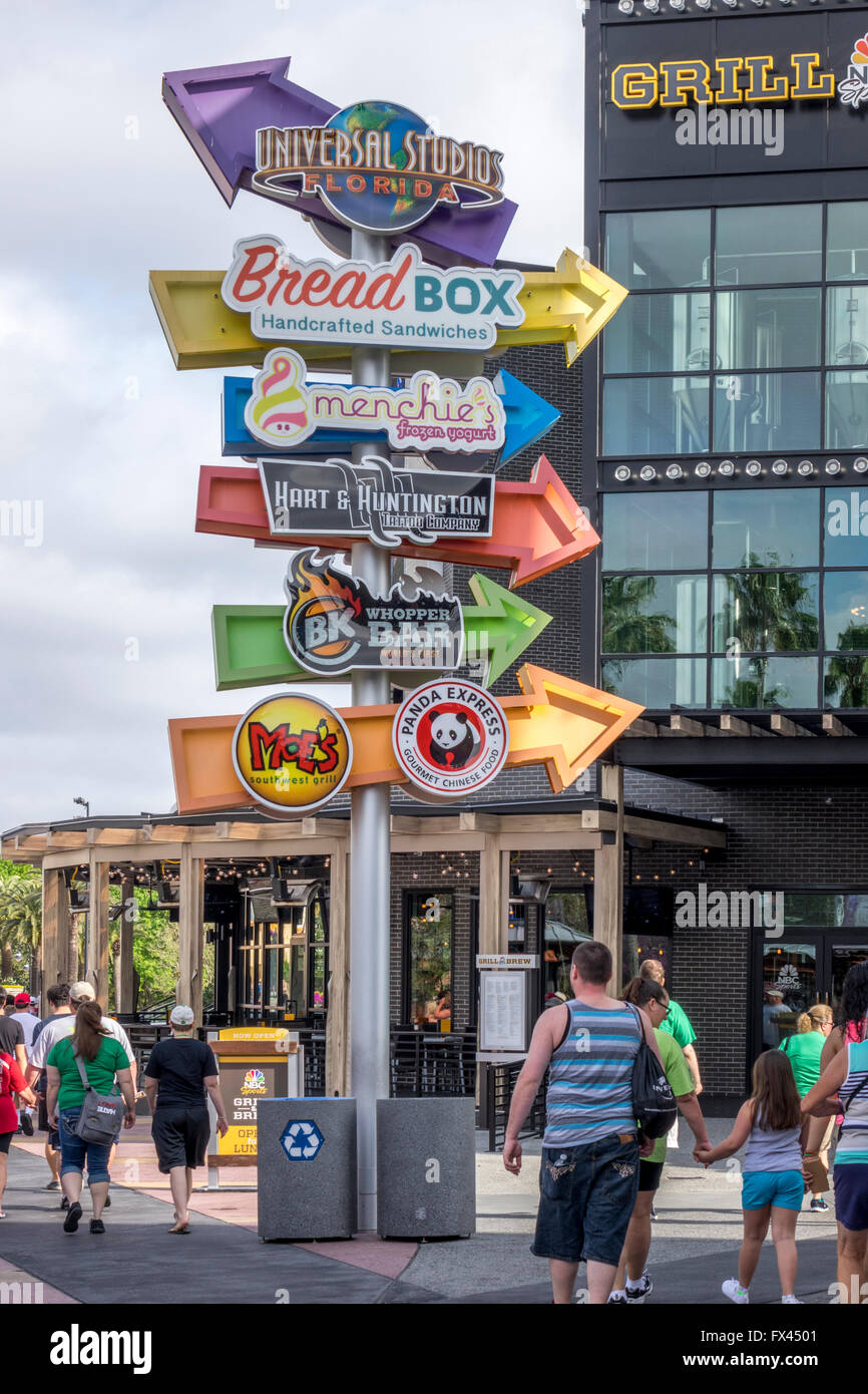 Shops And Restaurants At Universal Studios City Walk Orlando Florida Stock Photo