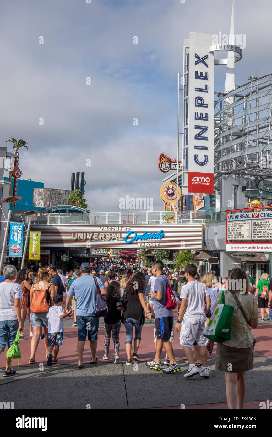 Shops And Restaurants At Universal Studios City Walk Orlando Florida Stock Photo