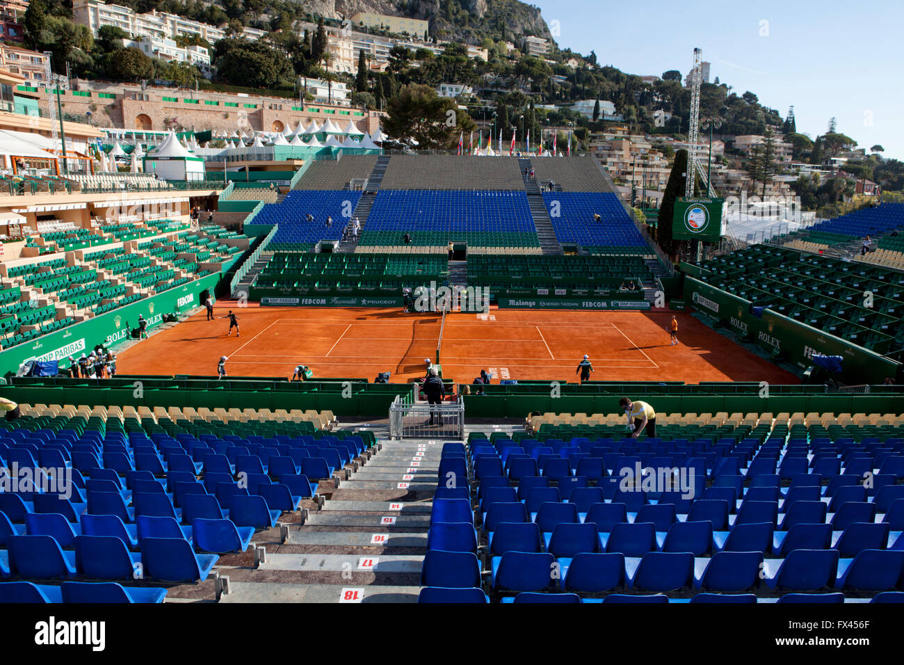 Monte Carlo Rolex Masters ATP, Monaco. Empty tribunes at Central Court  Ranieri III Stock Photo - Alamy
