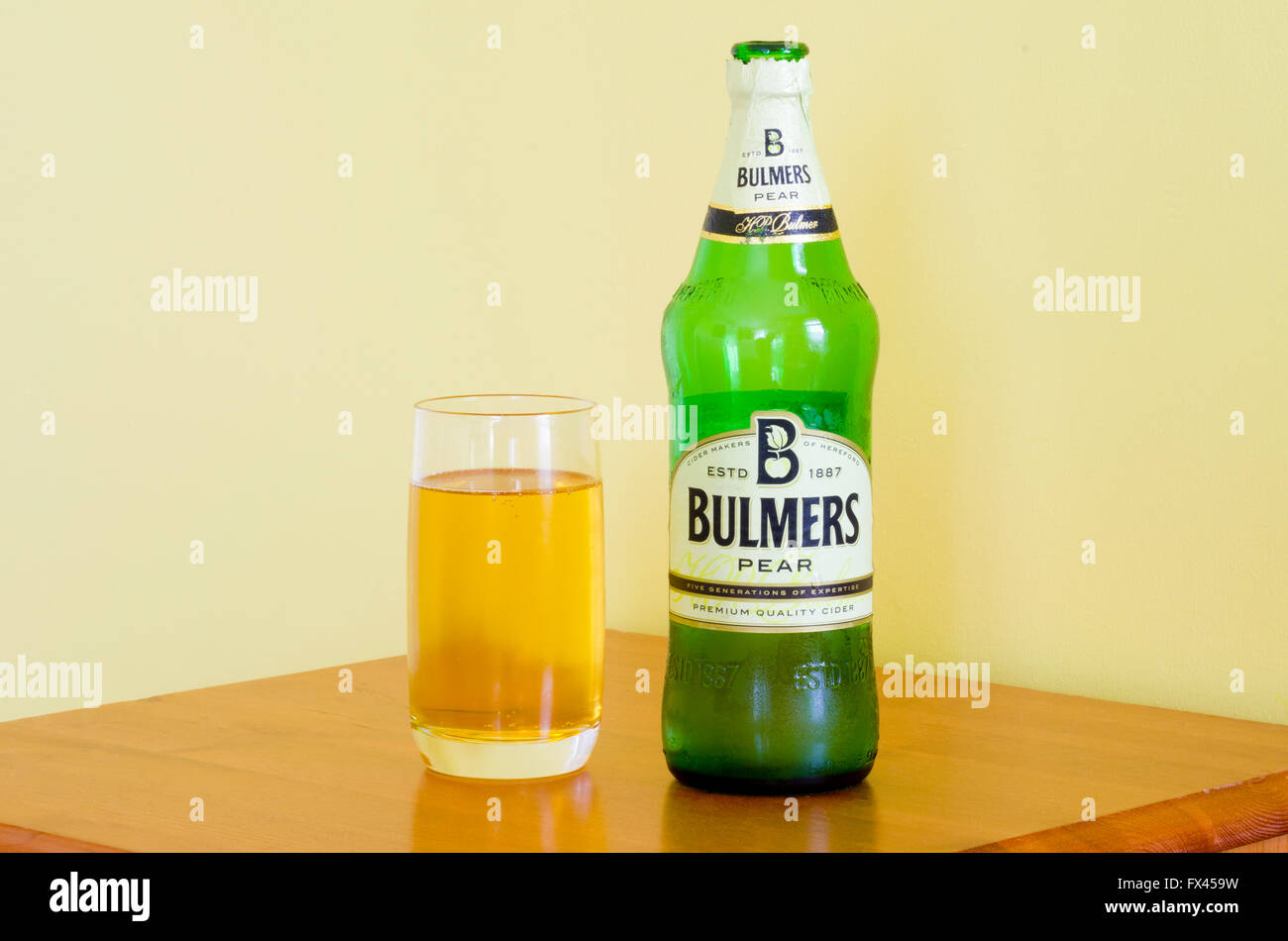 Bottle of Bulmers Pear ( Perry ) Cider, UK Stock Photo Alamy