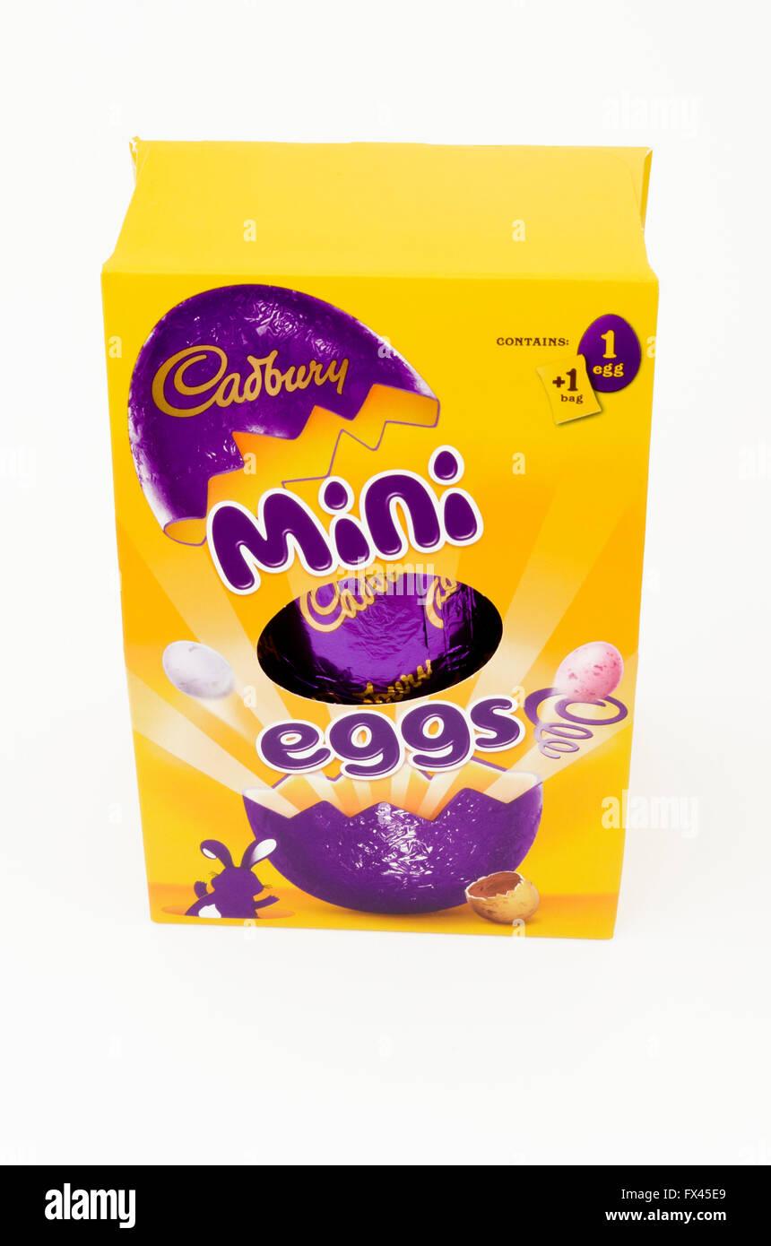 Cadbury Mini Eggs Chocolate Easter Egg On A White Background, UK Stock