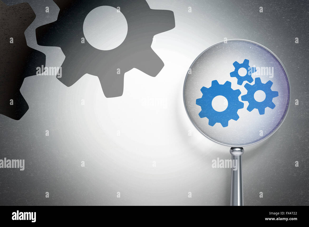 Web design concept: Gears with optical glass on digital background ...