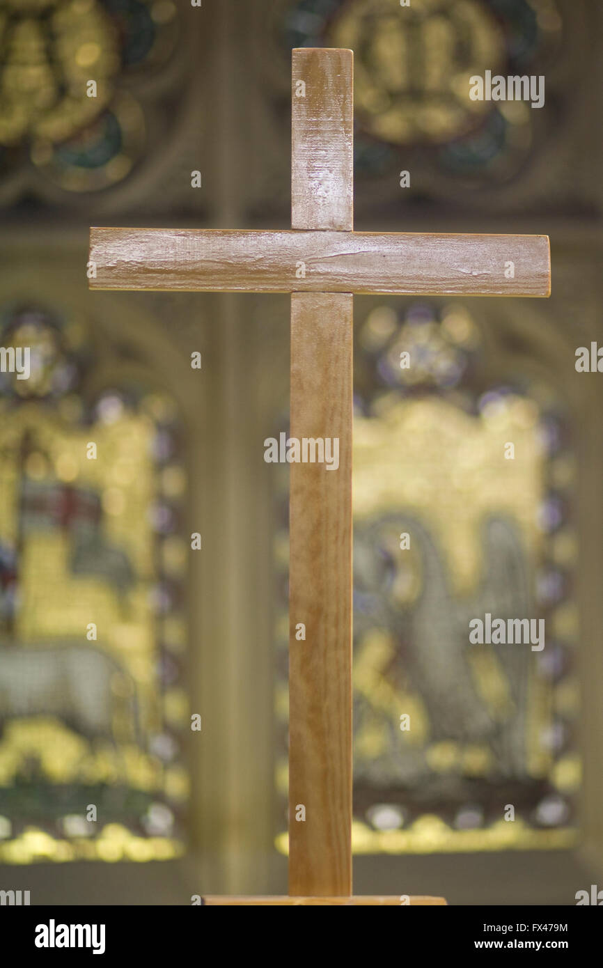 wooden cross in a church Stock Photo - Alamy