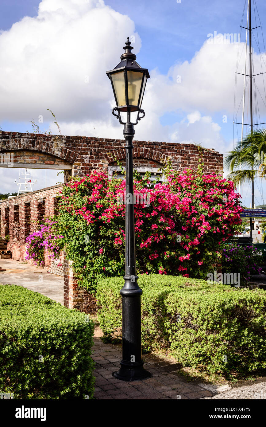 Lamppost And Bougainvillea Nelson S Dockyard English Harbour Antigua Stock Photo Alamy