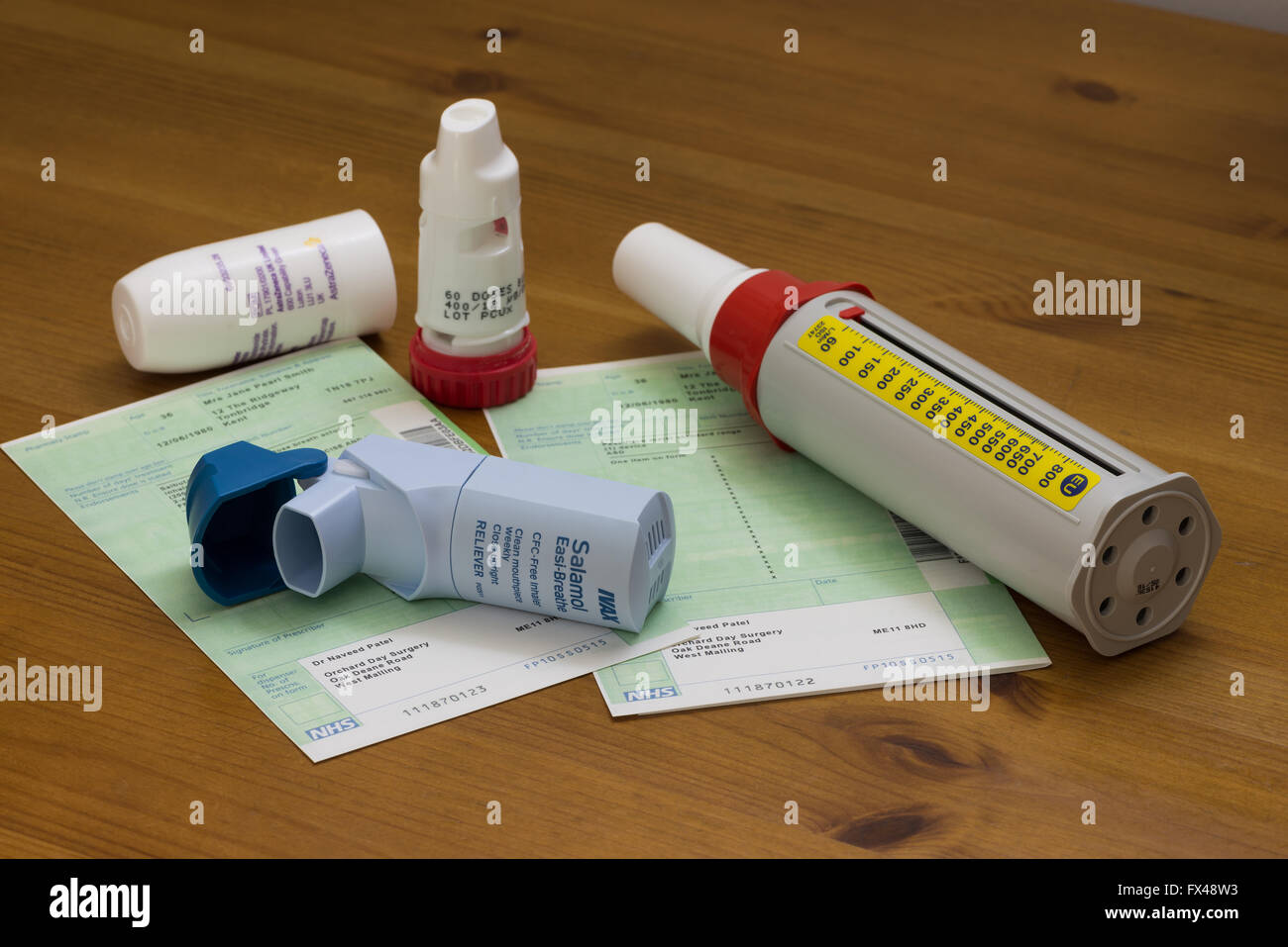 NHS prescription for peak air flow meter and asthma pump over