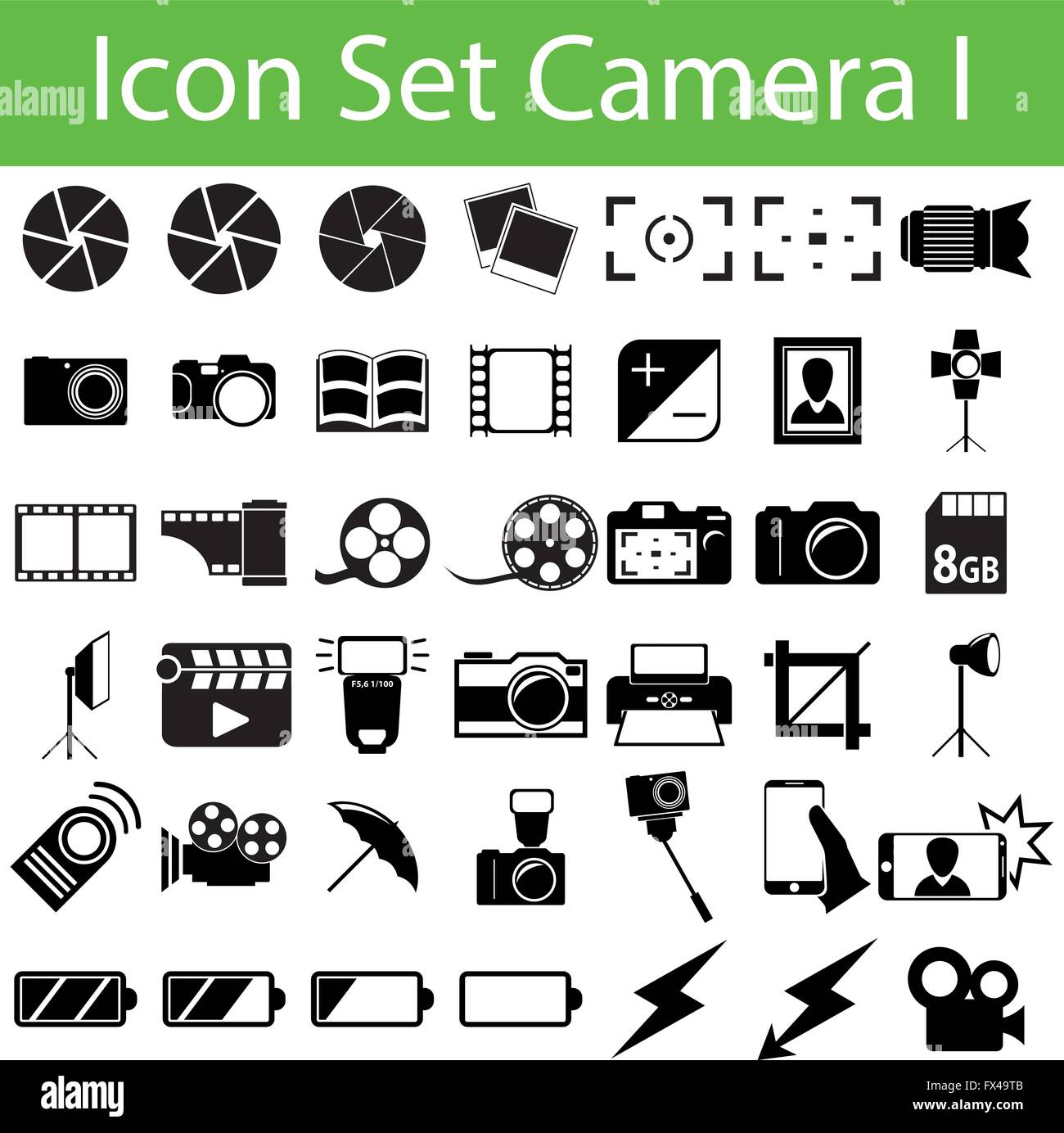 Icon Set Camera I with 42 icons for different purchase Stock Vector
