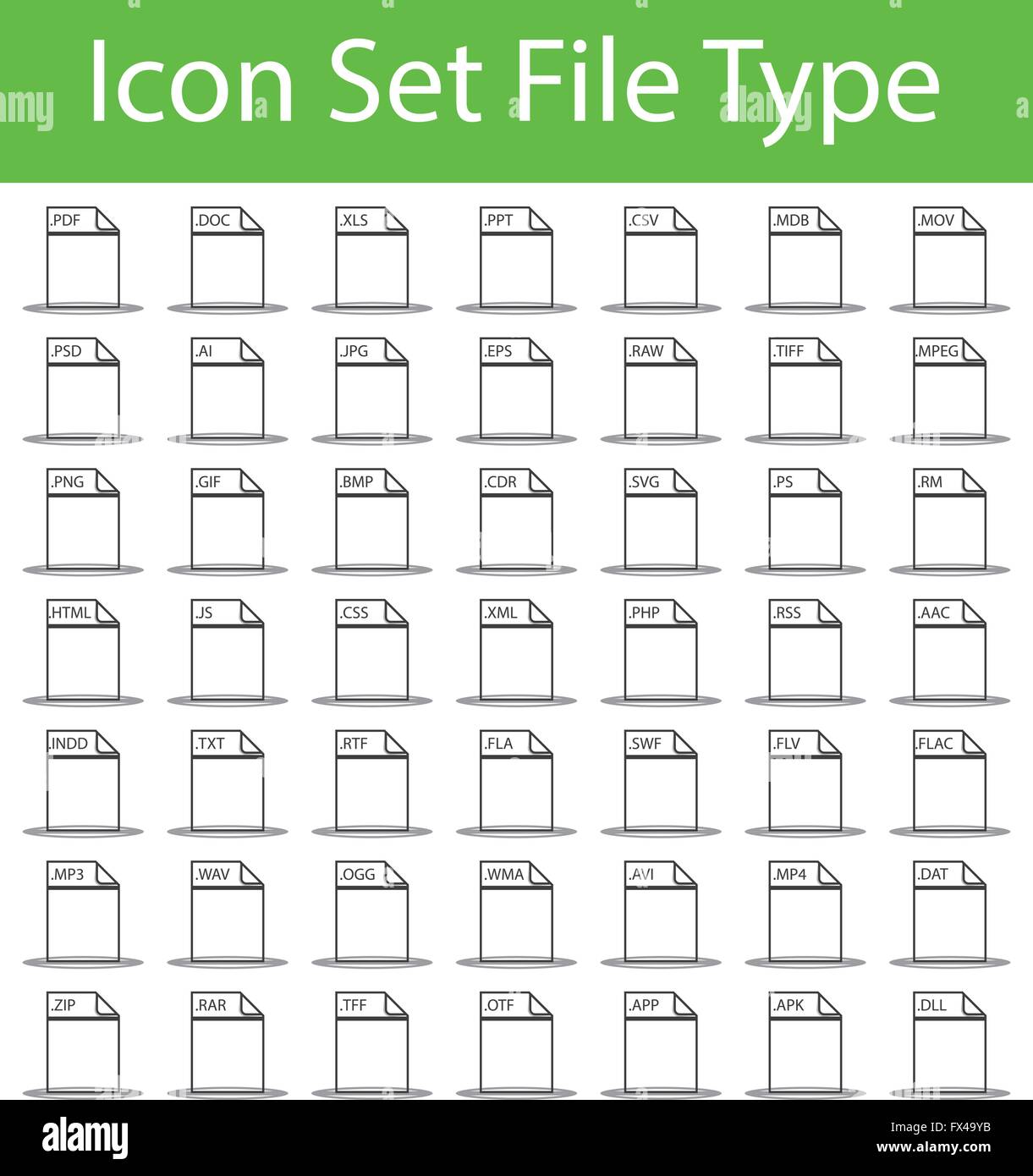 Icon Set File Wireframe with 49 icons for the creative use in graphic design Stock Vector