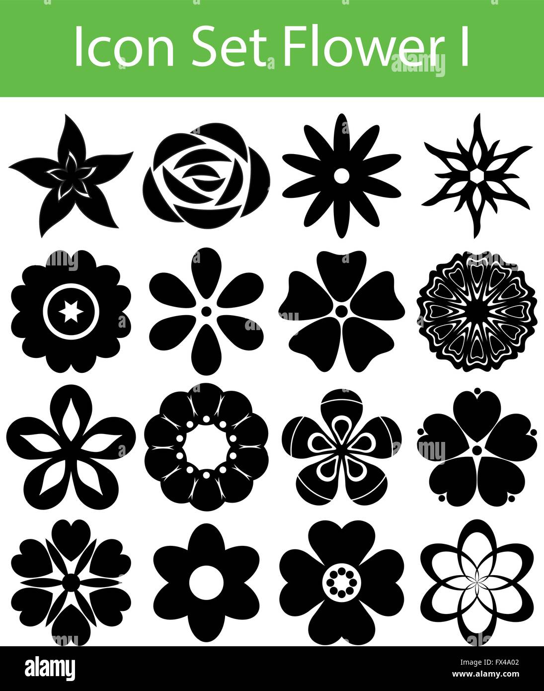 Icon Set Flowers I with 16 icons for different purchase Stock Vector ...
