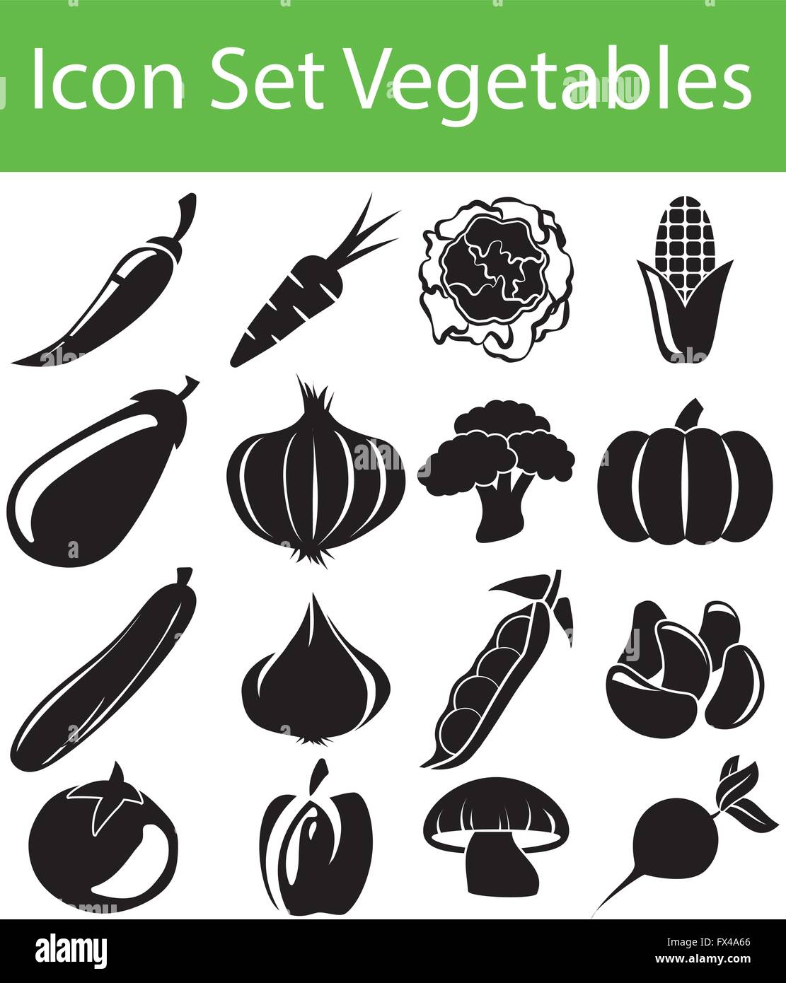 Icon Set Vegetables with 16 icons for the creative use in graphic ...