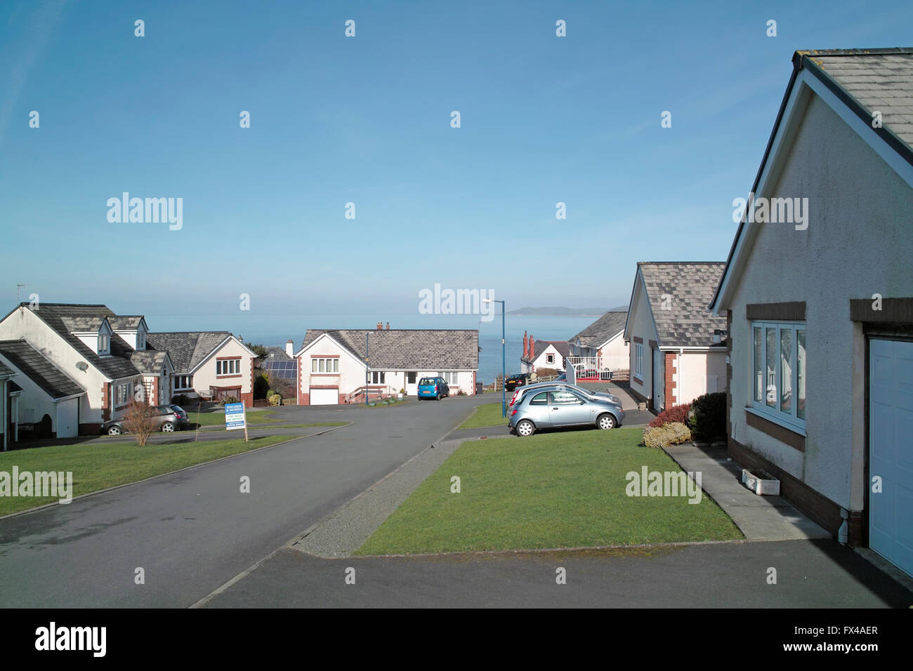 Housing estate in Borth, Cardigan, Mid-Wales UK Stock Photo