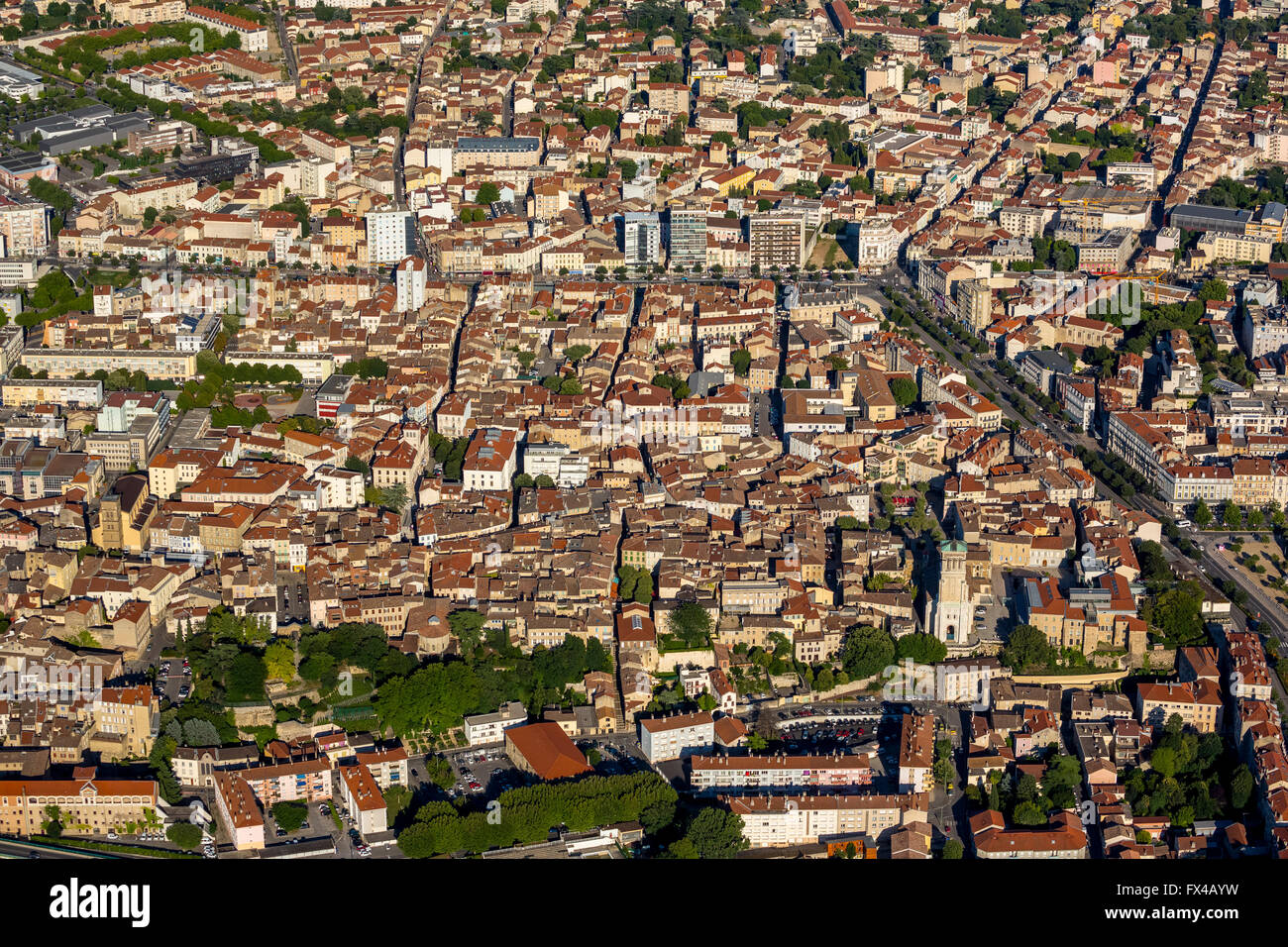 Aerial view, Valence, city center with the Cathedral SaintApollinaire